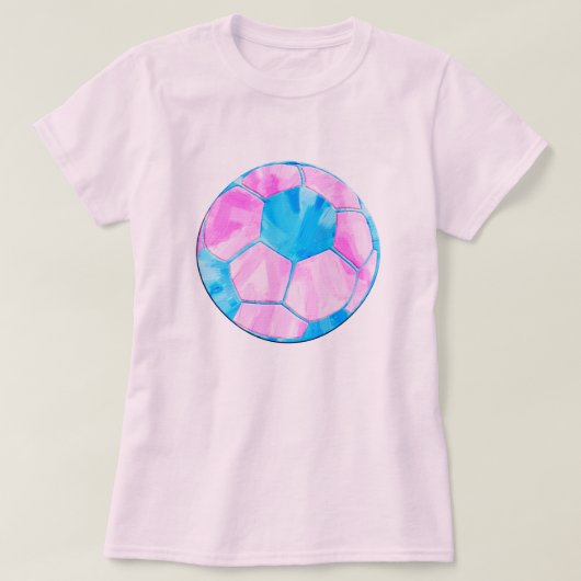 ピンクアンドブルーサッカーボール絞り染め Tシャツ (デザイン正面)