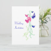 ピンクアンドブルースイートピーズ結婚式招待状 招待状 (スタンド正面)