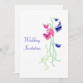 ピンクアンドブルースイートピーズ結婚式招待状 招待状 (正面/裏面)