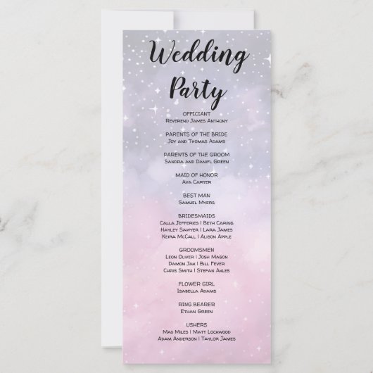 ピンクアンドブルースターズシナ結婚式 プログラム (裏面)