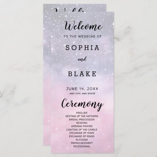 ピンクアンドブルースターズシナ結婚式 プログラム (正面/裏面)