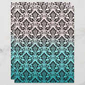 ピンクアンドブルーダマススクレープブック紙デザイン (正面/裏面)