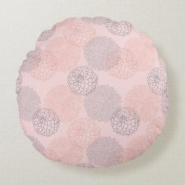 ピンクアンドブルーダリアスラウンド装飾用クッション ラウンドクッション