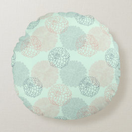 ピンクアンドブルーダリアスラウンド装飾用クッション ラウンドクッション