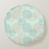 ピンクアンドブルーダリアスラウンド装飾用クッション ラウンドクッション (裏面)