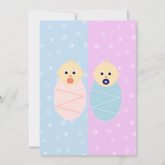 ピンクアンドブルーツインズベビーシャワー招待状 招待状 (裏面)