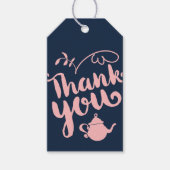 ピンクアンドブルーハンドレタリング結婚ズサンキューラベル ギフトタグ (正面)