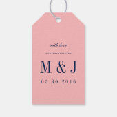 ピンクアンドブルーハンドレタリング結婚ズサンキューラベル ギフトタグ (裏面)