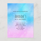 ピンクアンドブルーパステルグラデーションスカイ誕生日 インビテーションポストカード (正面)