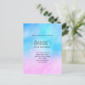 ピンクアンドブルーパステルグラデーションスカイ誕生日 インビテーションポストカード (スタンド正面)