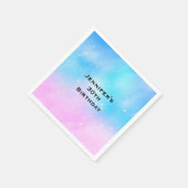 ピンクアンドブルーパステルグラデーションスカイ誕生日 スタンダードカクテルナプキン (角)