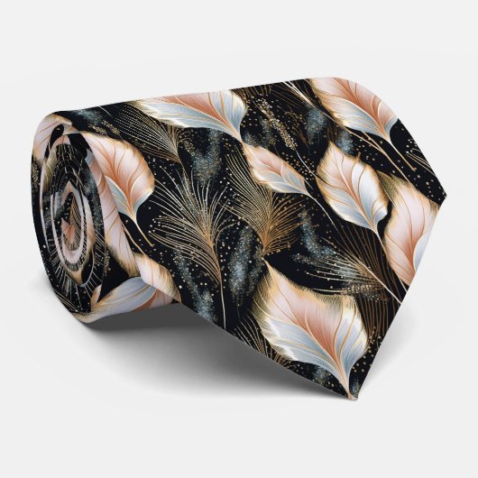 ピンクアンドブルーパンパスグラスグリッター ネクタイ (ロール)