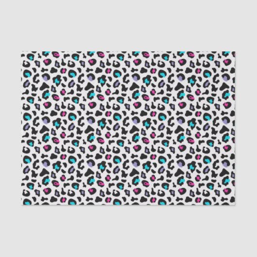 ピンクアンドブルーヒョウアニマルプリント 薄葉紙 (正面)