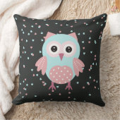 ピンクアンドブルーフクロウ装飾用クッション クッション (ブランケット)