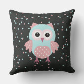 ピンクアンドブルーフクロウ装飾用クッション クッション (裏面)