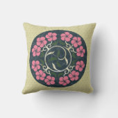 ピンクアンドブルーフローラアートデザイン クッション (裏面)