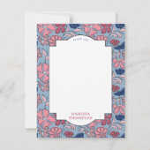 ピンクアンドブルーフローラブロックプリントボーイ誕生日 サンキューカード (正面)