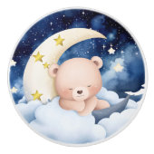 ピンクアンドブルームーンアンドテディ子供部屋デコール セラミックノブ (正面)