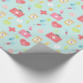 ピンクアンドブルーメディカルテーマ ラッピングペーパー (角)