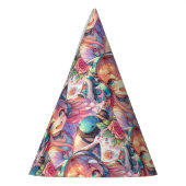 ピンクアンドブルーローラースケートで滑るアニメガール誕生日 パーティーハット (左)