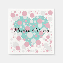 ピンクアンドブルー水玉模様パーティーカクテルナプキンス スタンダードカクテルナプキン