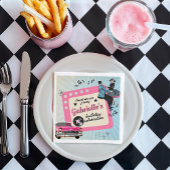 ピンクアンドブルー50代ロカビリー誕生日パーティー スタンダードカクテルナプキン