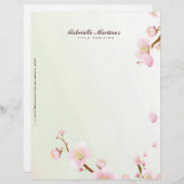 ピンクアンドホワイトさくらんぼブロッサムデザイン レターヘッド (正面/裏面)