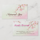 ピンクアンドホワイトさくらんぼブロッサムナチュラルスパ 名刺 (正面/裏面)