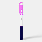 ピンクアンドホワイトアンド深いブルーストライプデザイン Case-Mate iPhoneケース (裏面 / 左)