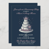 ピンクアンドホワイトケーキパーティー招待状 招待状 (正面/裏面)