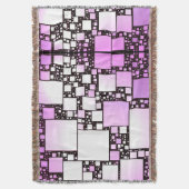 ピンクアンドホワイトスクエア踊りブランケット スローブランケット (正面縦)