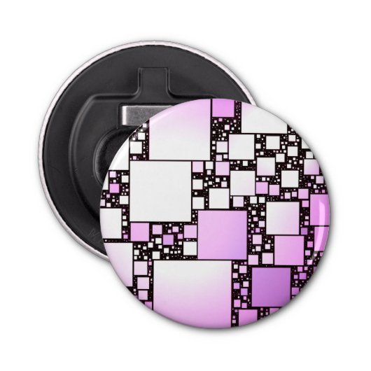 ピンクアンドホワイトスクエア踊りボトルオープナー 栓抜き (正面)