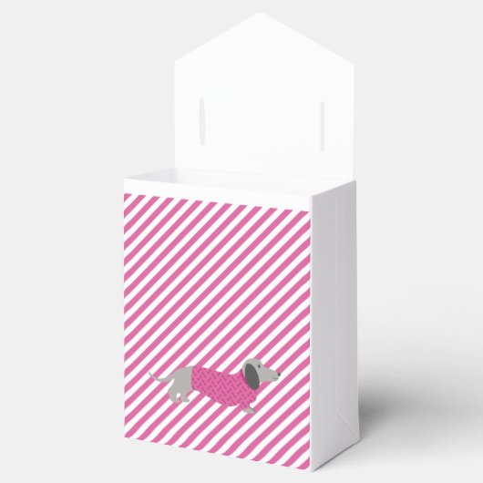 ピンクアンドホワイトストライプダックスシュント党お気に入りバッグ フェイバーボックス (オープン)