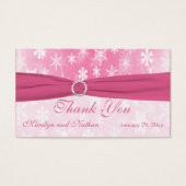 ピンクアンドホワイトスノーフレーク結婚式の引き出物ラベル (正面)