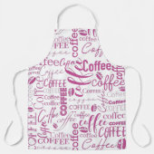 ピンクアンドホワイトタイポグラフィコーヒーデザイン エプロン (正面)