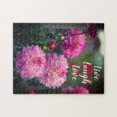 ピンクアンドホワイトダリアフラワー感動的引用文 ジグソーパズル (横)