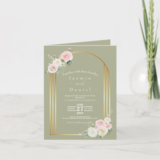 ピンクアンドホワイトデュスキー開花結婚式招待状 招待状 (正面)