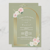 ピンクアンドホワイトデュスキー開花結婚式招待状 招待状 (正面/裏面)