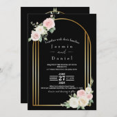 ピンクアンドホワイトデュスキー開花結婚式招待状 招待状 (正面/裏面)