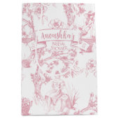 ピンクアンドホワイトトイレデジュイブライダルシャワー ミディアムペーパーバッグ (正面)