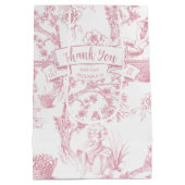 ピンクアンドホワイトトイレデジュイブライダルシャワー ミディアムペーパーバッグ (裏面)