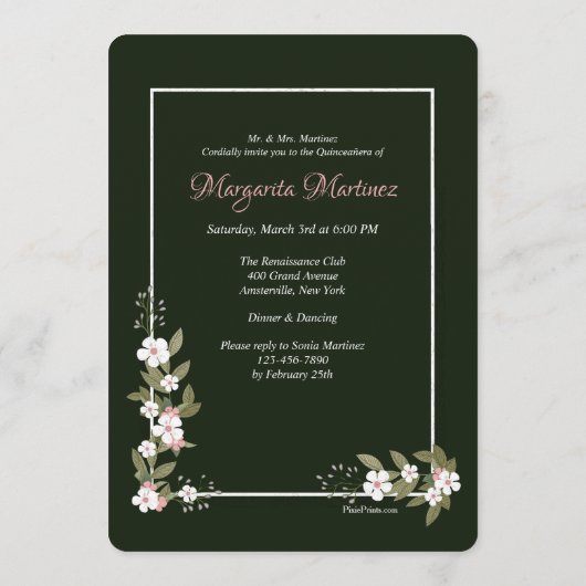 ピンクアンドホワイトドッグウッドキンセアニェラ招待状 招待状 (裏面)