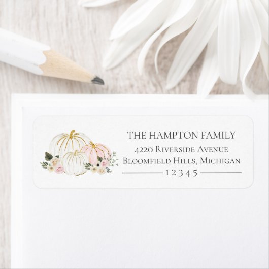 ピンクアンドホワイトパンプキンフローラ差出人住所ラベル ラベル (インサイチュ)