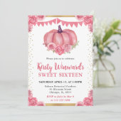 ピンクアンドホワイトフローラカボチャ秋スウィート16 招待状 (スタンド正面)
