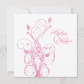 ピンクアンドホワイトフローラスクエア結婚式招待状 招待状 (正面)