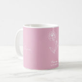 ピンクアンドホワイトペオニーズオヴェンバー名前をカスタムするマグ コーヒーマグカップ (正面左)