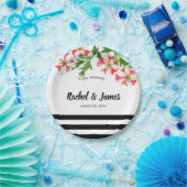 ピンクアンドホワイトペチュニアスフローラアート ペーパープレート (パーティー)