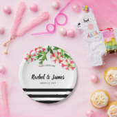 ピンクアンドホワイトペチュニアスフローラアート ペーパープレート (パーティー)