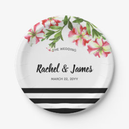 ピンクアンドホワイトペチュニアスフローラアート ペーパープレート