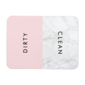 ピンクアンドホワイトマーブルモダンタイポグラフィ食洗機 マグネット (横)